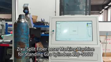 Split MOPA Fiber Laser Marking Machine for Standing Gas Cylinder 100~500W