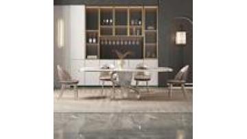 Slate Italian dining table modern light luxury 6-person household rectangular chair combination dining table1