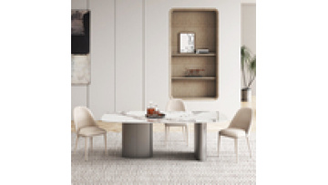 Italian light luxury modern minimalist style marble dining table rectangular small household stainless steel base dining table1