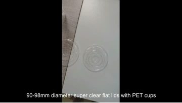 90-98mm diameter super clear flat lids with PET cups