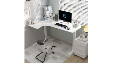 L shape white standing desk