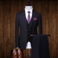 (Blazer+Pants+Tie) Classic Men Formal Business Suit Slim Royal Blue Wedding Groom Wear Male Suit Black Gentlemen Costume