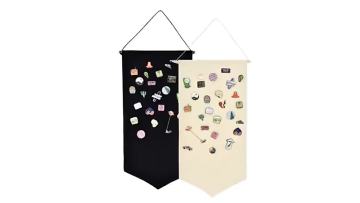 2022 Black Blank Canvas Banner Set  Hangable Enamel Pin Wall Display Canvas Banner with Wooden Stick Decorative DIY Blank1