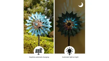Colorful Solar Wind Spinner Outdoor Metal for Garden Decor Lamp1