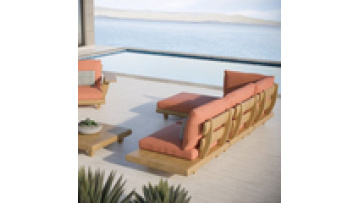 Modern Waterproof Furniture with Cushions Living Room Balcony  Patio Hotel Teak Wood Sectional Garden Outdoor Sofa1