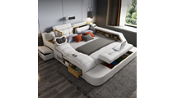 Multifunctional Tatami Bed Master Bedroom Modern Simple Leather Double Bed Smart Projector Wedding Bed1