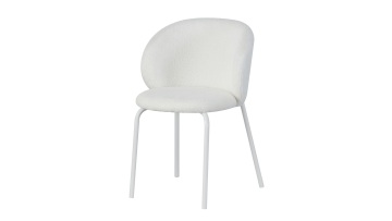 BR-24A31 Elevate Your Dine Space with This Modern White Teddy Velvet Dining Chair