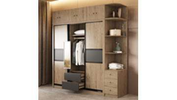 Sliding door wooden wardrobe modern assembly sliding door Nordic large wardrobe layered partition home bedroom storage wardrobe1