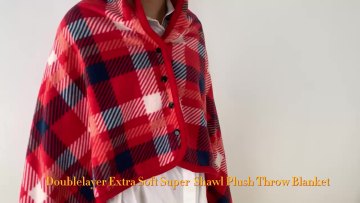 Wearable winter Blanket Doublelayer Extra Soft Super Warm Tartan Shawl Plush Throw Blanket Scarf Neck Shoulder Blanket1