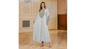 Delicate Embroidered Casual Maxi Dress Dubai Muslim Elegant Ramadan Jalabiya with Flared Sleeves1