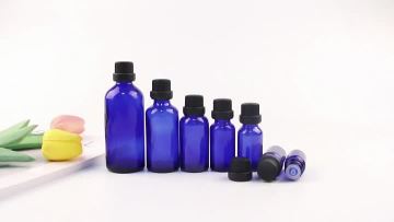 blue essential oil bottle