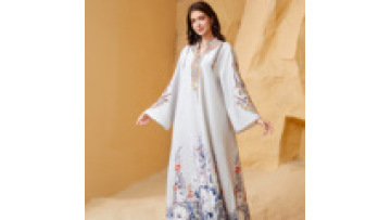 Modest Fashion Embroidery Beading Abaya Long Robe Arab Dubai Turkish Modest Dress for Muslim Women1