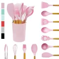 9/10/11/12pcs Silicone Kitchen Set Cooking Tools Utensils Set Spatula Shovel Soup Spoon with Wooden Handle Special Design