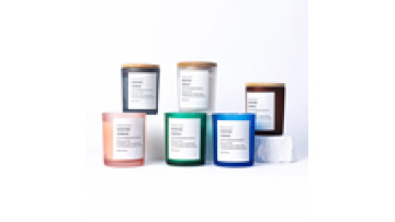 Wholesale 200ml 300ml 400ml Custom Color Frosting Glass Candle Jars with Wooden Lid1