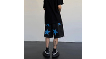 Custom Logo OEM ODM Washed Raw Edges Denim Shorts Men Embroidered Patch Denim Denim Shorts1