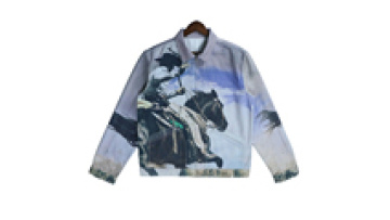 Fashion Wholesale Over Digital Print Custom  Denim Jean Jackets1
