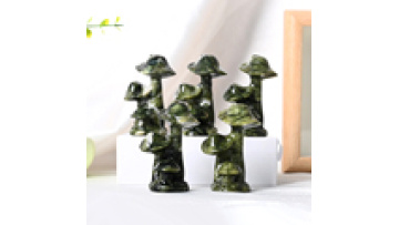 Hand Carved Natural Green Jade Mushroom Crystal Healing Stone Carvings for Decoration1