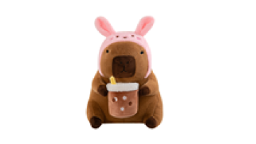 Cute Pets Plush Toys: Capybara Holding Flower Milk Tea Plush Toy1