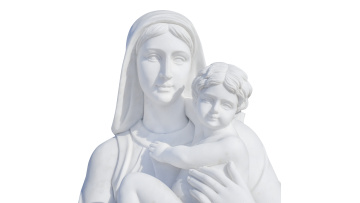 Hand Carved White Marble Madonna Child Sacred Art