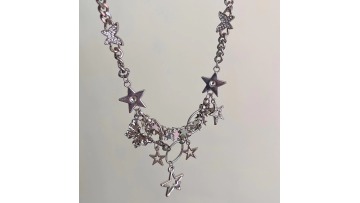 Chain tassel four pointed star niche clavicle chai