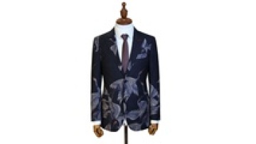 MTM High Quality Men's Slim Fit Blazers Black Printed Wool Fabric Button Decoration Jacket Plus Size Options1