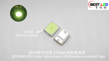2835 SMD LED 555nm Yellow-Green LED Phosphor-converted Type