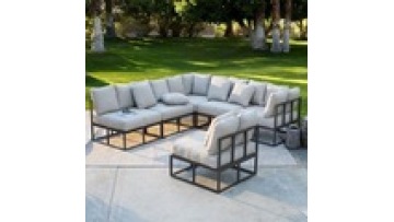 modern low price furniture High density sponge Metal  Aluminum alloy  Waterproof  villa Hotel Patio Garden Outdoor sofa1