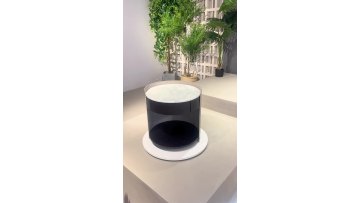 Modern Luxury White Carrara Sintered Stone Top Drawer Oak Painting Round Nightstand Bedside Tables For Home Design1