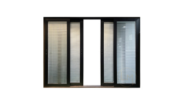 Balcony Black Sliding Exterior Patio Door With Blinds