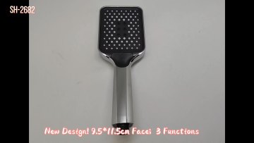 Ningbo Factory New Design Square Black Chromed Button Select Handheld Shower Head with Easy Clean Nozzles For Bathroom1