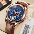 LIGE 6826 Plus Brand Classic Men Retro Watches Automatic Mechanical Watch Tourbillon Clock Genuine Leather Waterproof Wristwatch