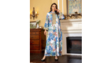 Beautiful Embroidery  Islamic Clothing  Floral Abay 3 Color Floral Printed Abaya1