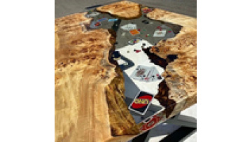 New Arrival Solid Walnut Wood Home Furniture Bedroom Villa Restaurant Kitchen Hotel Dining Room Table River Epoxy Resin Slab1
