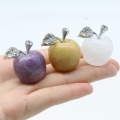 Kiwi Stone 1.0Inch Carved Polished Gemstone Apple Crafts Home Decoration Gifts Mom Girlfriend