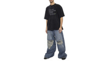 OEM Custom streetwear stack denim pants cotton baggy stacked jeans men1