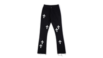Custom Logo Hip Hop Loose Stretchy  Long Straight Hair Leg Denim Jeans Pant1