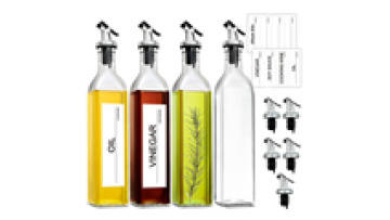 250ml 16 Oz 500ml Empty Kitchen Square Vinegar Glass Cooking Olive Oil Bottle with Pourer Spout for Condiment Soy Sauce1