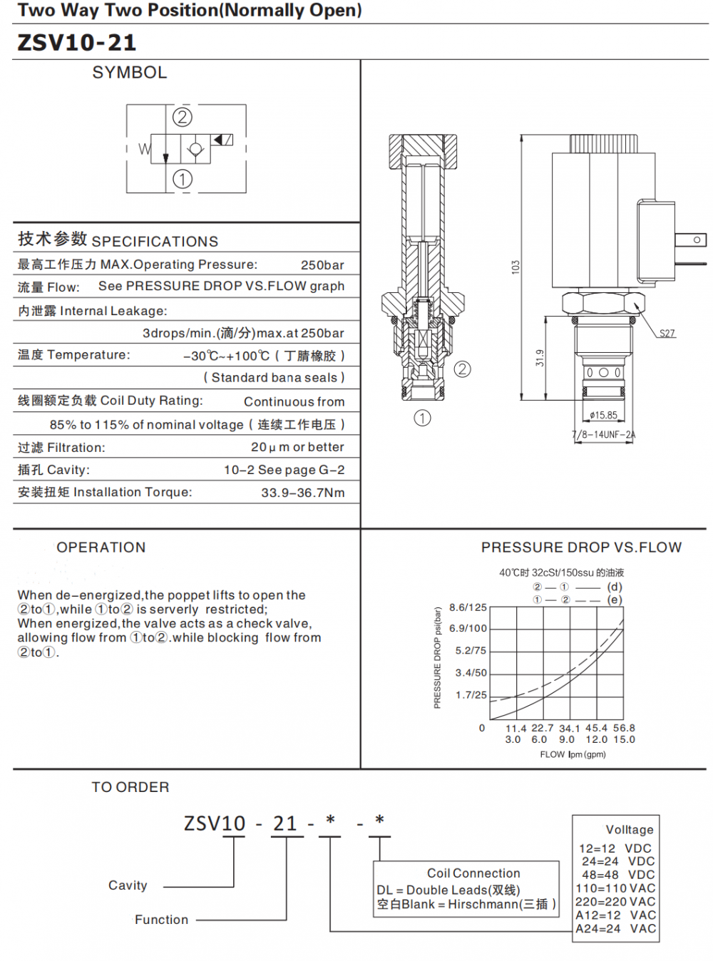 Open Two Position Two Way Solenoid Valve