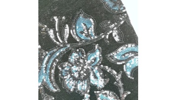 New design velvet  with 2 color sequins 3mm embroidery fabric  sequins1