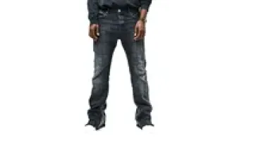 Custom High Quality Hip Hop Mens Stretch Skinny Ripped Cargo Flare Stacked Jeans Men1