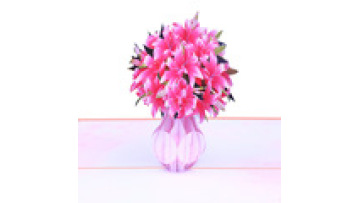 Personalized Pink 3D Pop Up Flower Lily Vase - Valentine's Day Birthday Greeting Card1
