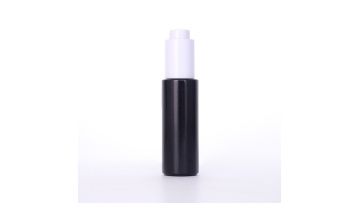 Black Glass Bottle With White Press Dropper Pump