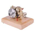 Surwish 2.6cc Water-Cooled Mini Gasoline Engine Model With Wooden Base Model Kit DIY Science Engine For Gifts