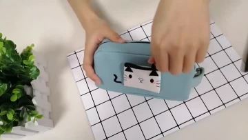 Custom cartoon cat style canvas pencil bag