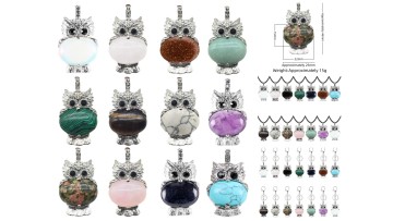 CZ Rhinestone Owl metal pendant SP1760S