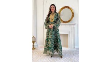Elegant Chiffon Printed Abaya Dress (1)