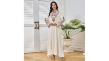 MT232  Fashion Muslim EID Ramadan Luxury Beads Embroidered Muslim Women Long Dress1