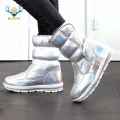 2020 New Winter fashion women boots mixed natural wool female warm boots waterproof thick fur full size silver lady snow boots