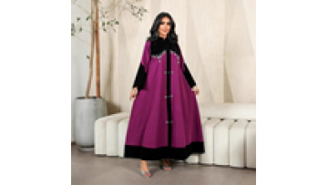 Exclusive Satin Dubai Women's Jalabiya Middle East Muslim Abaya Dresses Arab Fashion Rhinestones Loose Eid Cardigan with Button1
