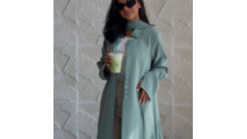 Elegant Open Abaya Hijab Set Dubai Kimono Dress 2 Piece Islamic Ramadan Cardigan with Buttons1